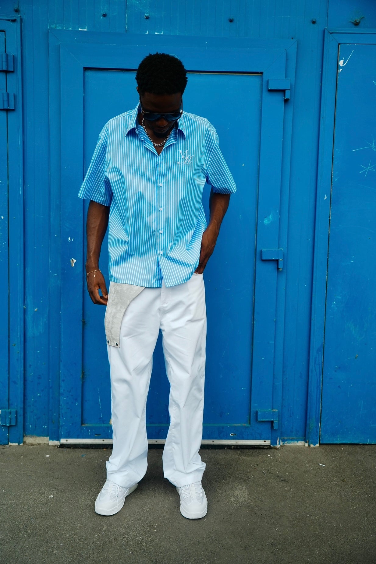 1/1 White Waist Zip Pants