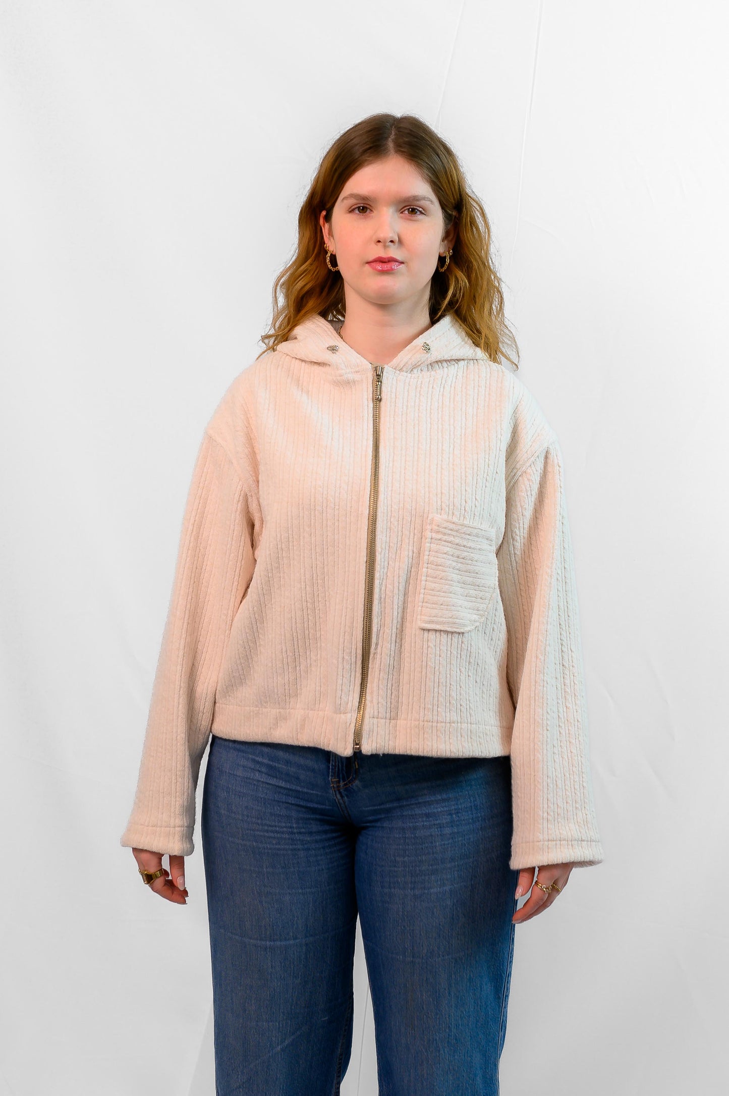 1/1 Ecru Knit Zip Up