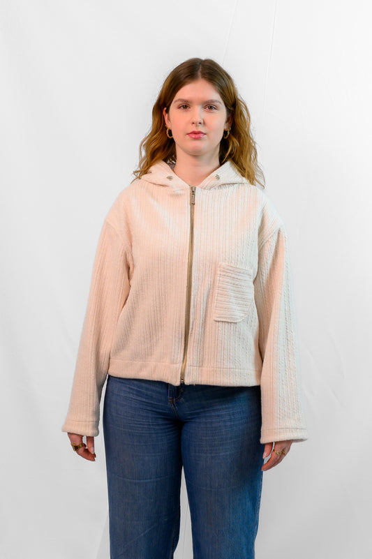 1/1 Ecru Knit Zip Up