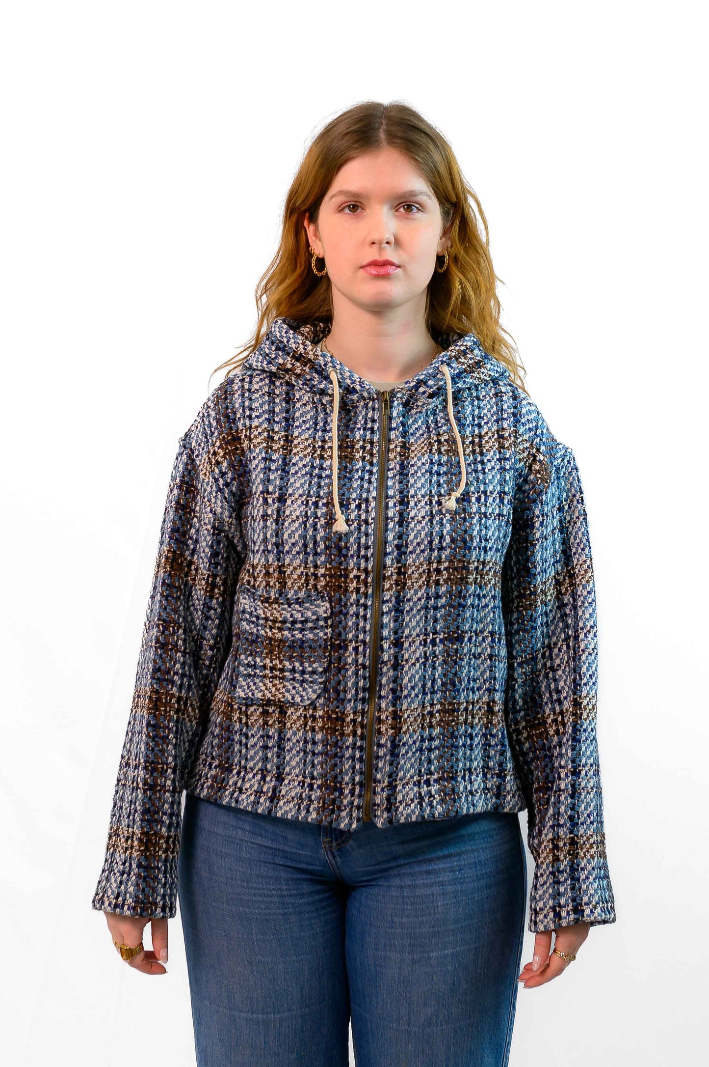 1/1 Blue Woven Zip Up