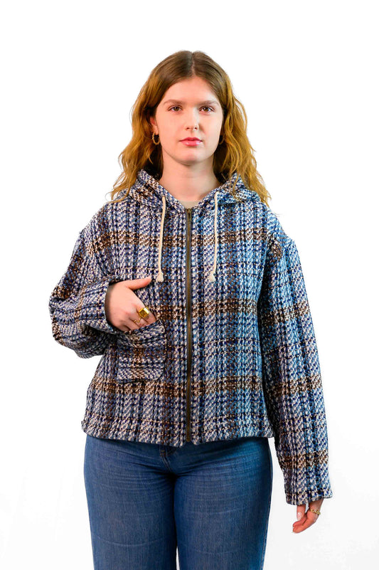 1/1 Blue Woven Zip Up